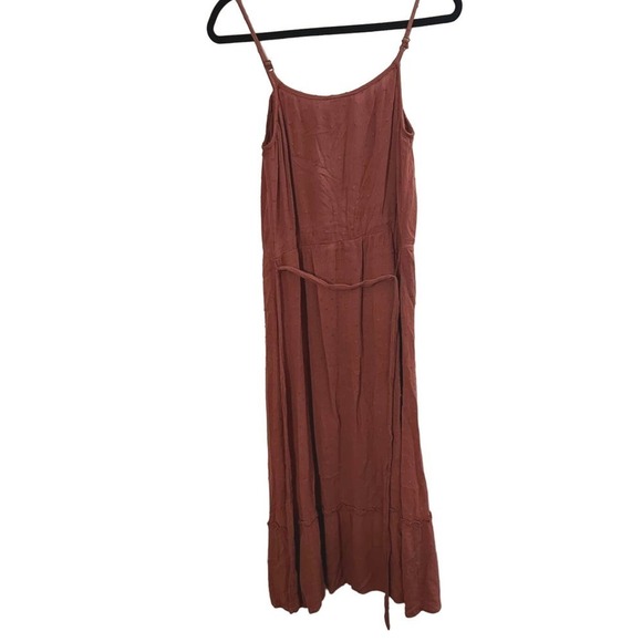 Knox Rose Rust Midi Lagenlook Lightweight Boho Bohemian Lace Trim Dress Sz Small - Picture 3 of 6